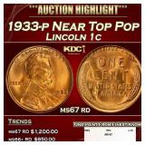 1933-p Lincoln Cent Near Top Pop 1c ms67 rd SEGS