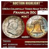 1963-d Franklin Half Dollar Colorfully Toned Near