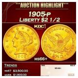 1905-p Gold Liberty Quarter Eagle $2 1/2 ms66+ SEG