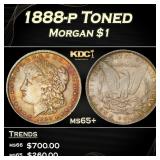 1888-p Morgan Dollar Toned $1 Grades ms65+
