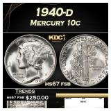 1940-d Mercury Dime 10c ms67 fsb SEGS