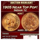 1905 Indian Cent Near Top Pop! 1c ms66+ rd SEGS