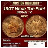 1907 Indian Cent Near Top Pop! 1c ms66+ rd SEGS