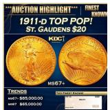 1911-d Gold St. Gaudens Double Eagle TOP POP! $20
