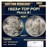 1923-p Peace Dollar TOP POP! $1 ms67+ SEGS