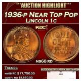 1936-p Lincoln Cent Near Top Pop 1c ms68 rd SEGS