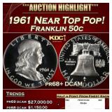 1961 Proof Franklin Half Dollar Near Top Pop! 50c