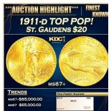 1911-d Gold St. Gaudens Double Eagle TOP POP! $20