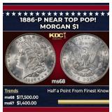 1886-p Morgan Dollar Near Top Pop! $1 ms68 SEGS