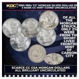 1880-1884 'CC' Morgan Silver Dollar Set, 5 RARE CC
