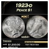 1923-d Peace Dollar $1 Grades ms64+