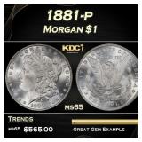 1881-p Morgan Dollar $1 Grades ms65