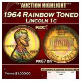 1964 Proof Lincoln Cent Rainbow Toned 1c pr67 bn S
