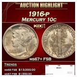 1916-p Mercury Dime 10c ms67+ FSB SEGS