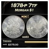 1878-p 7tf Morgan Dollar $1 Grades ms63