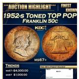 1952-s Franklin Half Dollar Toned TOP POP! 50c ms6