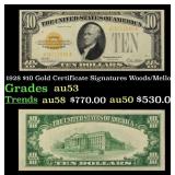 1928 $10 Gold Certificate Signatures Woods/Mellon