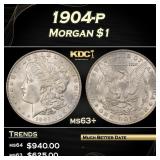 1904-p Morgan Dollar $1 Grades ms63+