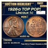 1926-d Lincoln Cent TOP POP! 1c ms66 rb SEGS
