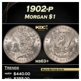 1902-p Morgan Dollar $1 Grades ms63+