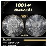 1881-p Morgan Dollar $1 Grades ms65+