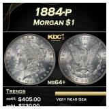 1884-p Morgan Dollar $1 Grades ms64+