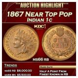 1867 Indian Cent Near Top Pop 1c ms66 rb SEGS