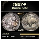 1927-p Buffalo Nickel 5c Grades ms65