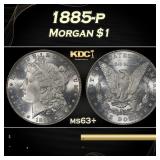 1885-p Morgan Dollar $1 Grades ms63+