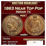 1863 Indian Cent Near Top Pop 1c ms66+ SEGS