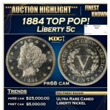 1884 Proof Liberty Nickel TOP POP! 5c pr68 cam SEG