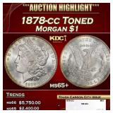 1878-cc Morgan Dollar Toned $1 ms65+ SEGS