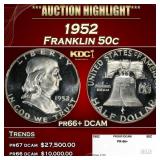 1952 Proof Franklin Half Dollar 50c pr66+ DCAM SEG