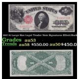 1917 $1 Large Size Legal Tender Note Grades Select