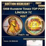 1958 Proof Lincoln Cent Rainbow Toned TOP POP! 1c