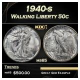 1940-s Walking Liberty Half Dollar 50c Grades ms65