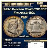 1949-d Franklin Half Dollar Rainbow Toned TOP POP!