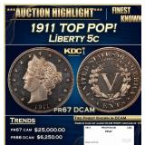 1911 Proof Liberty Nickel TOP POP! 5c pr67 DCAM SE