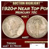1920-p Mercury Dime Near Top Pop 10c ms67 SEGS