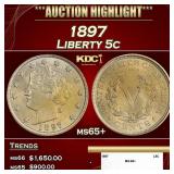 1897 Liberty Nickel 5c ms65+ SEGS
