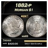 1882-p Morgan Dollar $1 Grades ms65