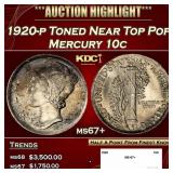 1920-p Mercury Dime Toned Near Top Pop 10c ms67+ S