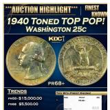 1940 Proof Washington Quarter Toned TOP POP! 25c p