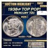 1938-p Mercury Dime TOP POP! 10c ms68+ FSB SEGS