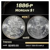 1886-p Morgan Dollar $1 Grades ms65