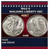 1942-s Walking Liberty Half Dollar 50c Grades ms66