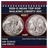 1939-d Walking Liberty Half Dollar Near Top Pop 50