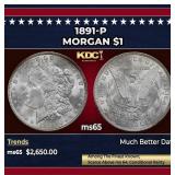 1891-p Morgan Dollar $1 Grades ms65 SEGS