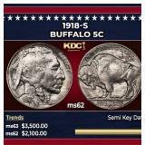1918-s Buffalo Nickel 5c ms62 USCG