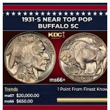 1931-s Buffalo Nickel Near Top Pop 5c ms66+ SEGS